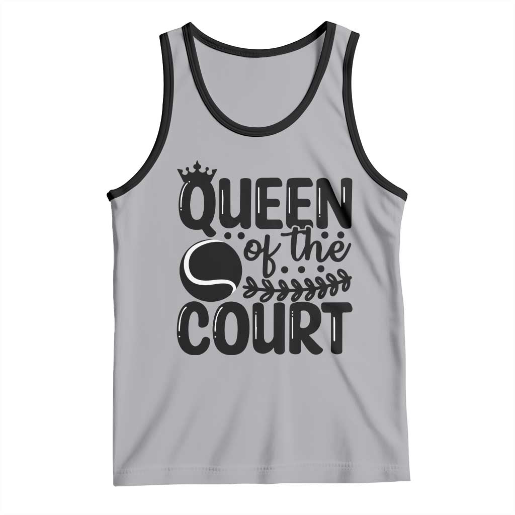 Funny Tennis Lover Gift Tank Top Queen Of The Court TS12 Athletic Heather Black Print Your Wear
