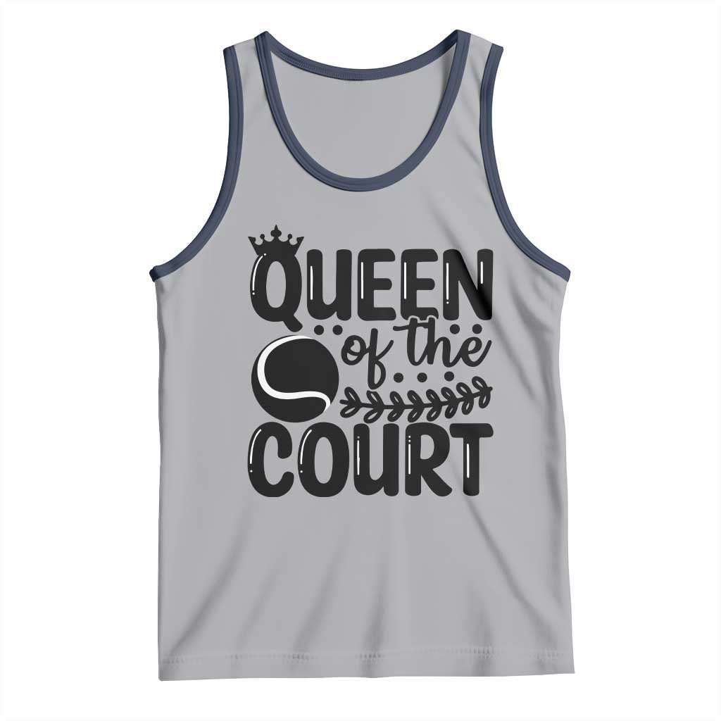 Funny Tennis Lover Gift Tank Top Queen Of The Court TS12 Athletic Heather Navy Print Your Wear