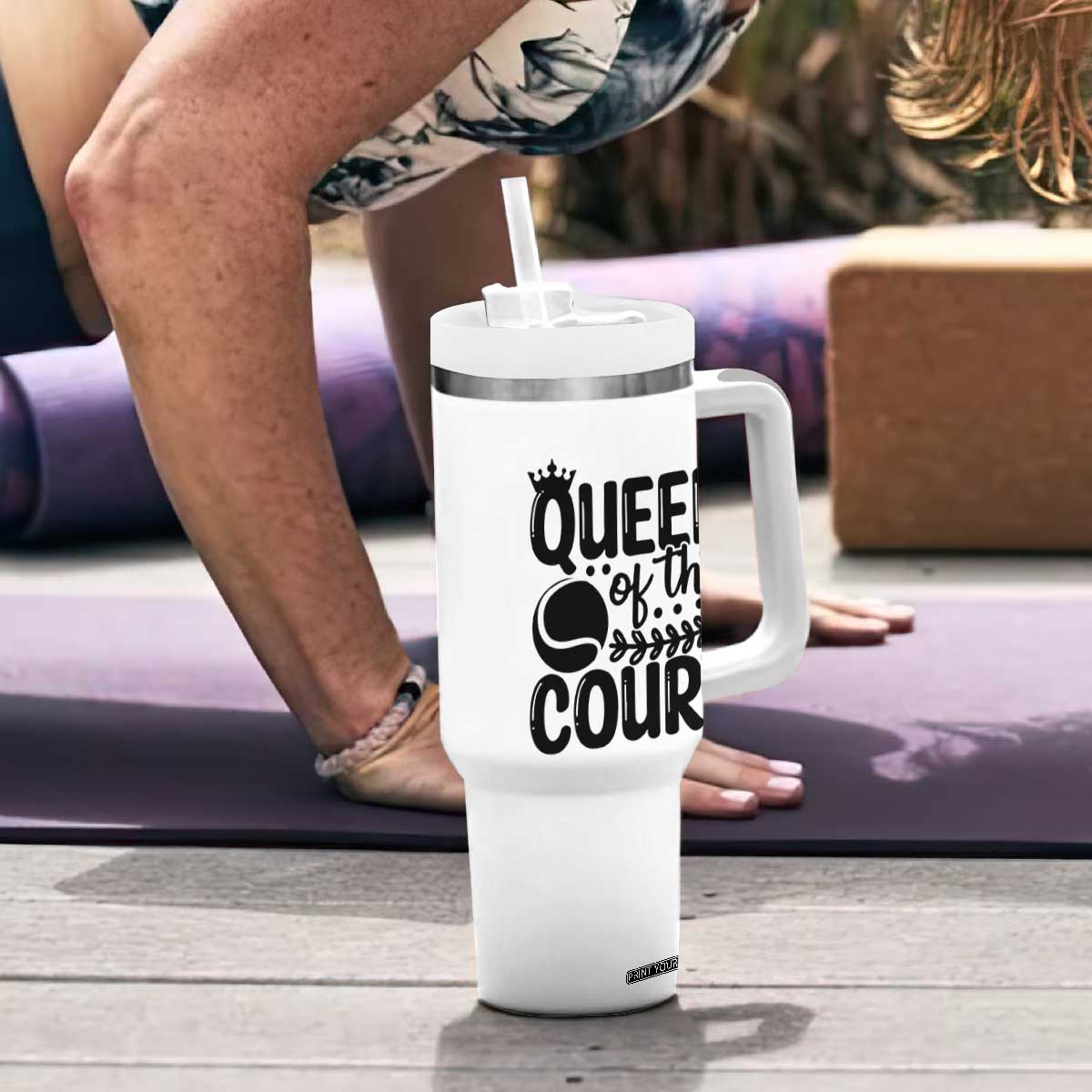 Funny Tennis Lover Gift Tumbler With Handle Queen Of The Court TS12 Print Your Wear