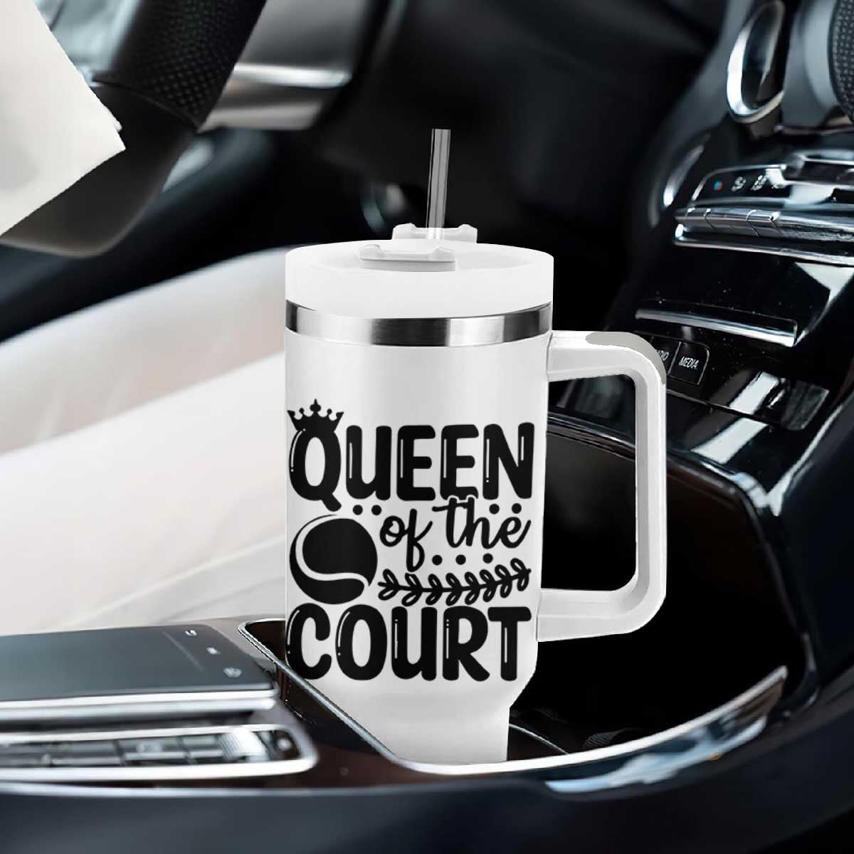 Funny Tennis Lover Gift Tumbler With Handle Queen Of The Court TS12 Print Your Wear