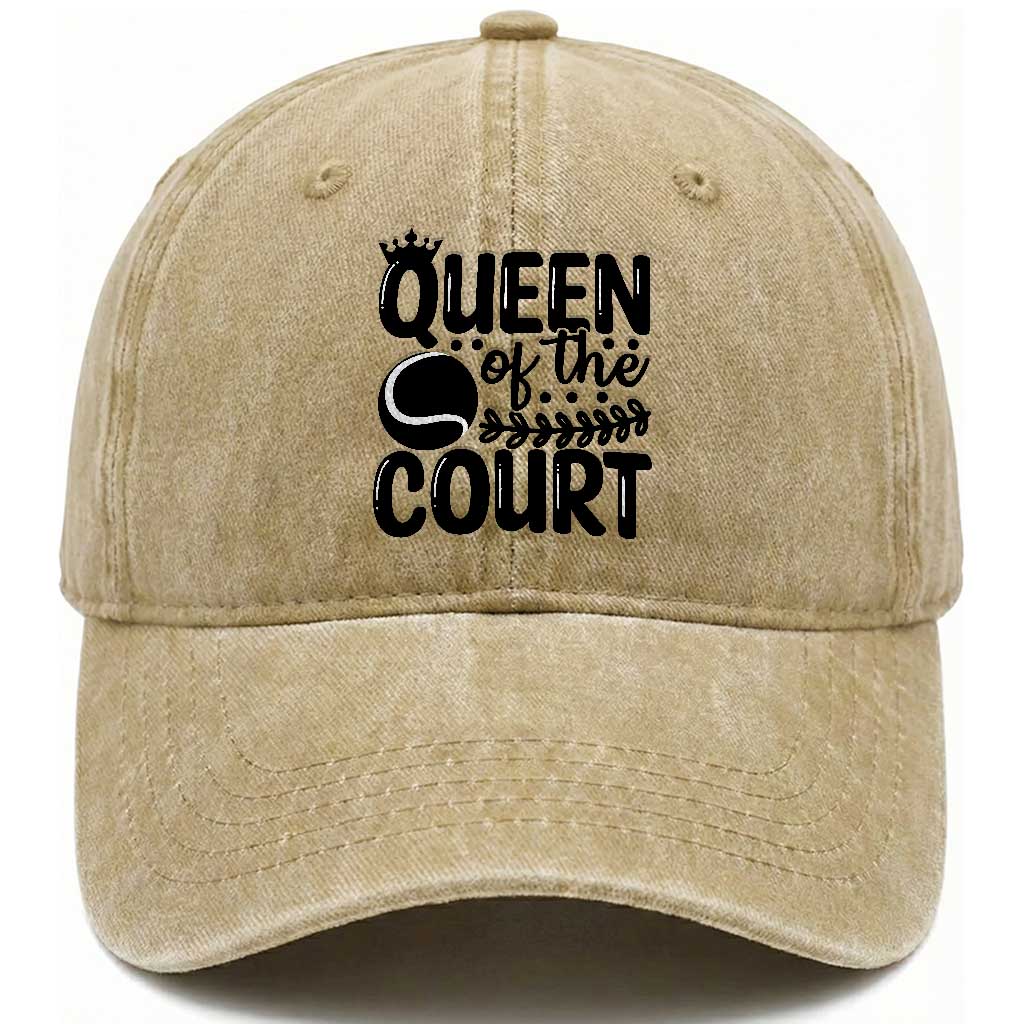 Funny Tennis Lover Gift Washed Cotton Baseball Cap Queen Of The Court TS12 Print Your Wear