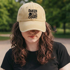 Funny Tennis Lover Gift Washed Cotton Baseball Cap Queen Of The Court TS12 Print Your Wear
