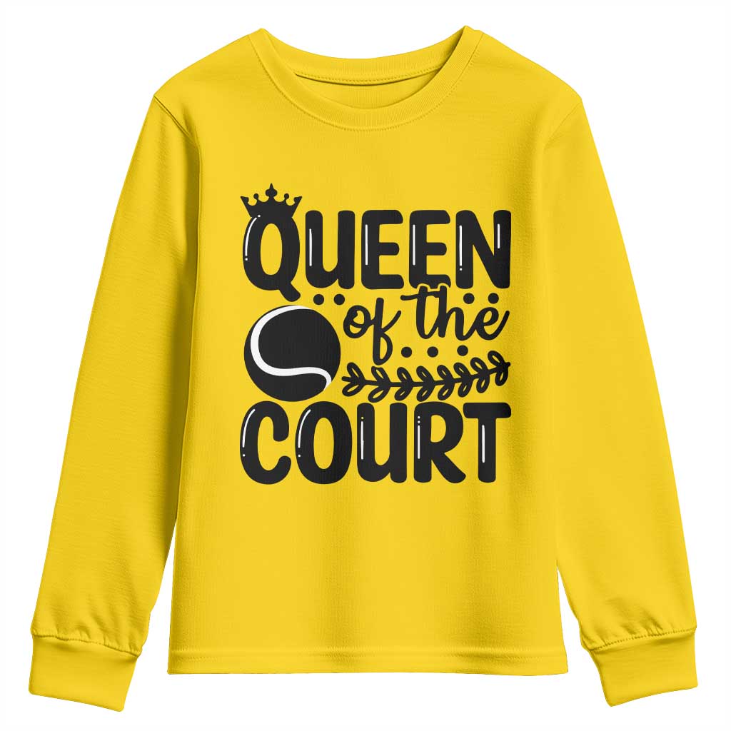 Funny Tennis Lover Gift Youth Sweatshirt Queen Of The Court TS12 Daisy Print Your Wear