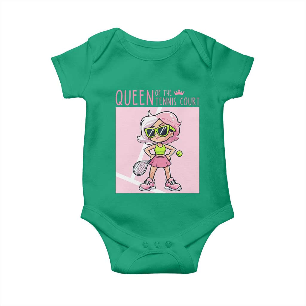 Queen Of The Court Baby Onesie Funny Tennis Player Gift For Women TS12 Irish Green Print Your Wear