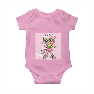Queen Of The Court Baby Onesie Funny Tennis Player Gift For Women TS12 Light Pink Print Your Wear