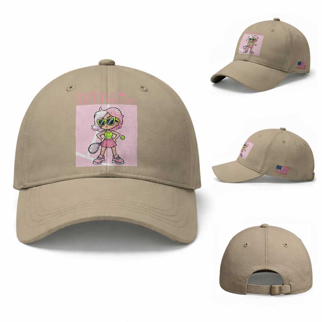 Queen Of The Court Baseball Cap Funny Tennis Player Gift For Women TS12 Baseball Cap Universal Fit Khaki Print Your Wear