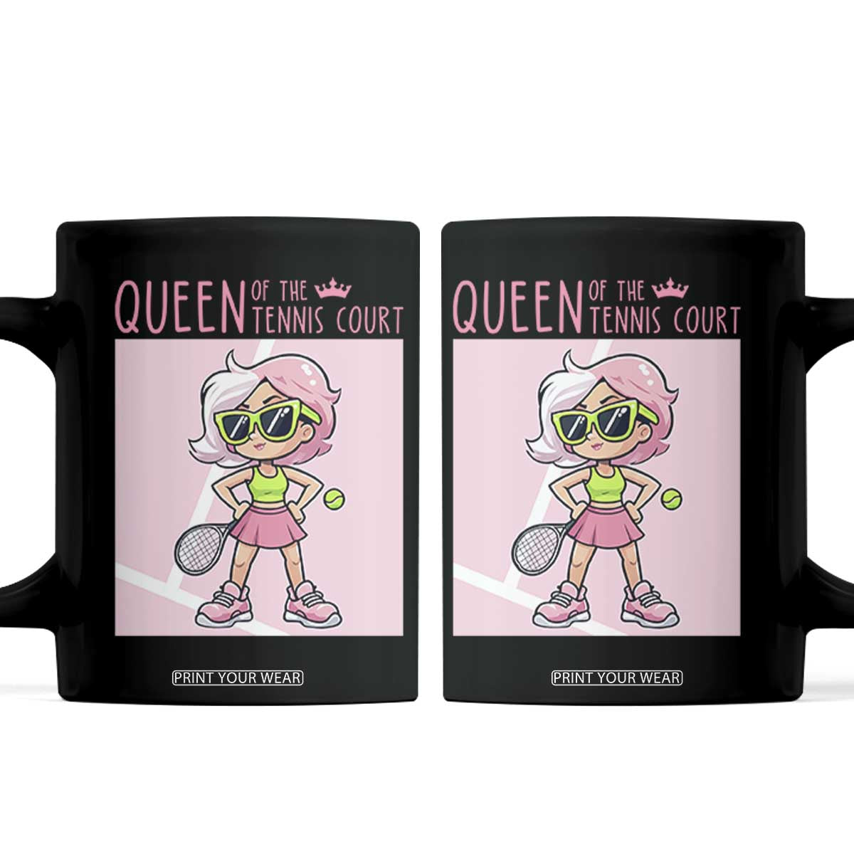 Queen Of The Court Coffee Mug Funny Tennis Player Gift For Women TS12 Black Print Your Wear