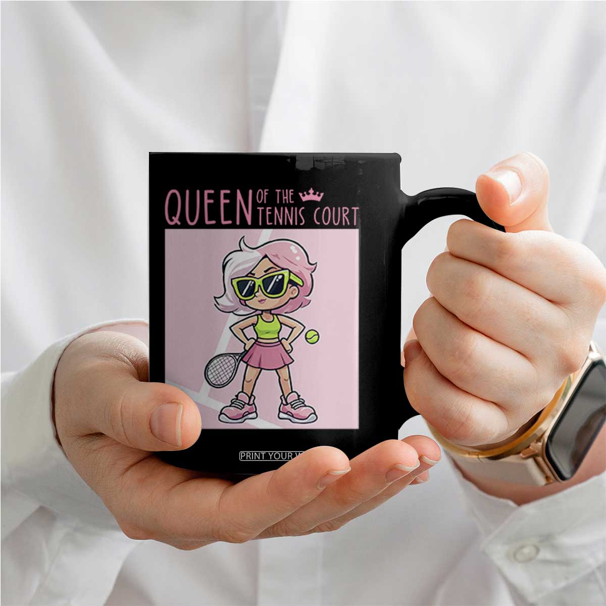 Queen Of The Court Coffee Mug Funny Tennis Player Gift For Women TS12 Print Your Wear