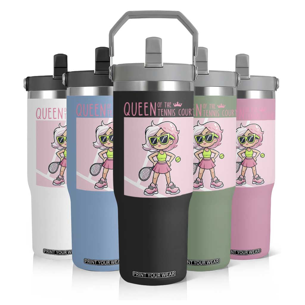 Queen Of The Court Flip Straw Tumbler Funny Tennis Player Gift For Women TS12 Print Your Wear