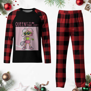 Queen Of The Court Plaid Pajama Set Funny Tennis Player Gift For Women TS12 Buffalo Plaid Print Your Wear