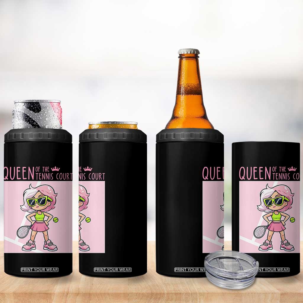Queen Of The Court 4 in 1 Can Cooler Tumbler Funny Tennis Player Gift For Women TS12 Print Your Wear