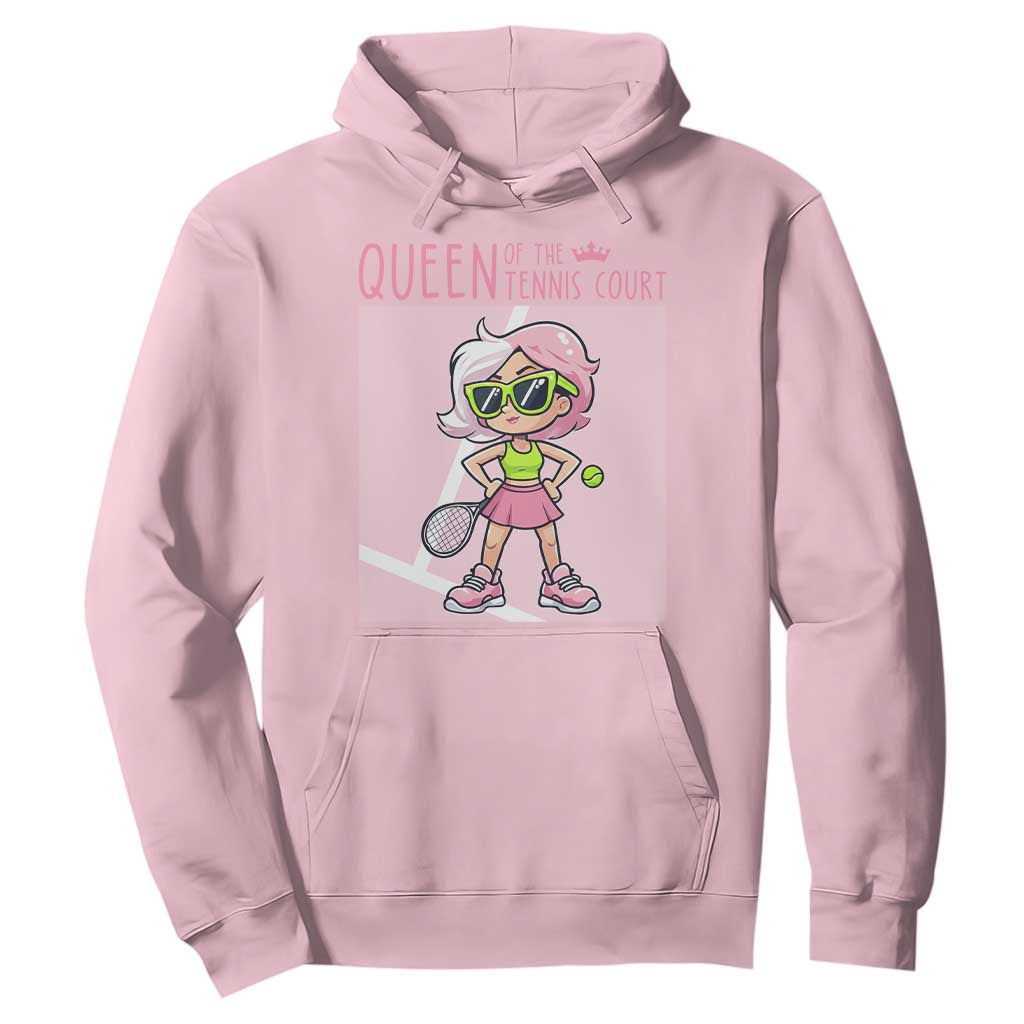 Queen Of The Court Hoodie Funny Tennis Player Gift For Women TS12 Light Pink Print Your Wear