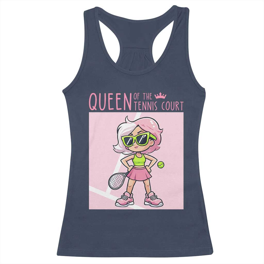 Queen Of The Court Racerback Tank Top Funny Tennis Player Gift For Women TS12 Navy Print Your Wear