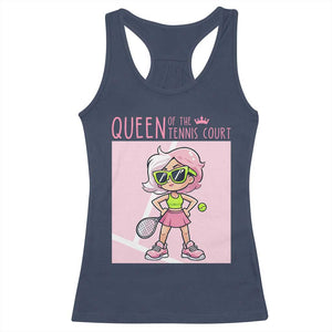 Queen Of The Court Racerback Tank Top Funny Tennis Player Gift For Women TS12 Navy Print Your Wear