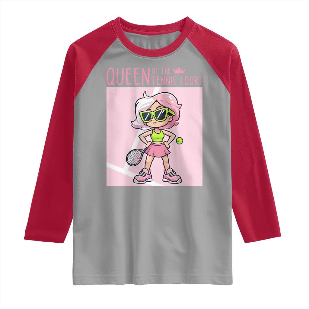 Queen Of The Court Raglan Shirt Funny Tennis Player Gift For Women TS12 Sport Gray Red Print Your Wear