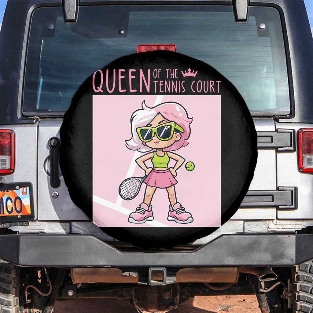 Queen Of The Court Spare Tire Cover Funny Tennis Player Gift For Women TS12 No hole Black Print Your Wear