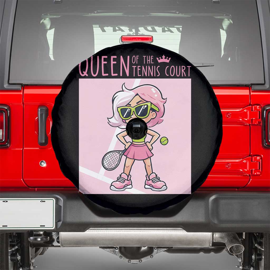 Queen Of The Court Spare Tire Cover Funny Tennis Player Gift For Women TS12 Black Print Your Wear