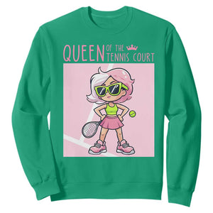 Queen Of The Court Sweatshirt Funny Tennis Player Gift For Women TS12 Irish Green Print Your Wear