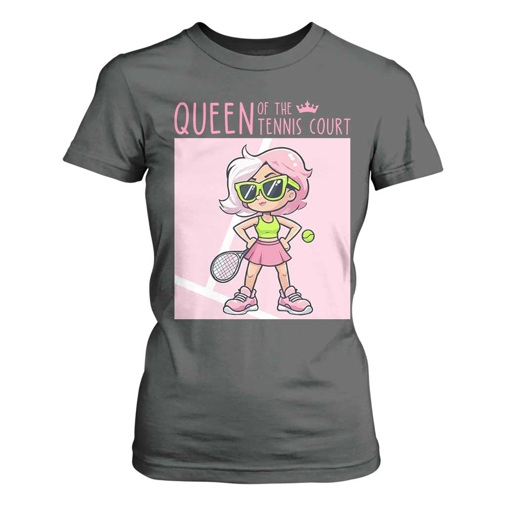 Queen Of The Court T Shirt For Women Funny Tennis Player Gift For Women TS12 Dark Heather Print Your Wear