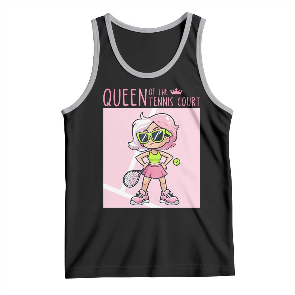 Queen Of The Court Tank Top Funny Tennis Player Gift For Women TS12 Black Athletic Heather Print Your Wear