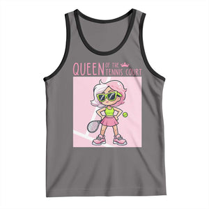Queen Of The Court Tank Top Funny Tennis Player Gift For Women TS12 Deep Heather Black Print Your Wear