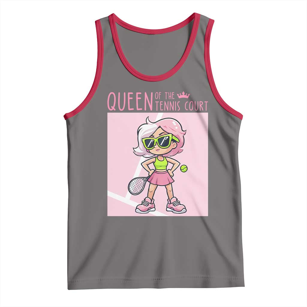 Queen Of The Court Tank Top Funny Tennis Player Gift For Women TS12 Deep Heather Red Print Your Wear