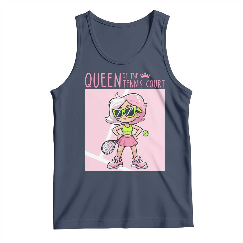 Queen Of The Court Tank Top Funny Tennis Player Gift For Women TS12 Navy Print Your Wear