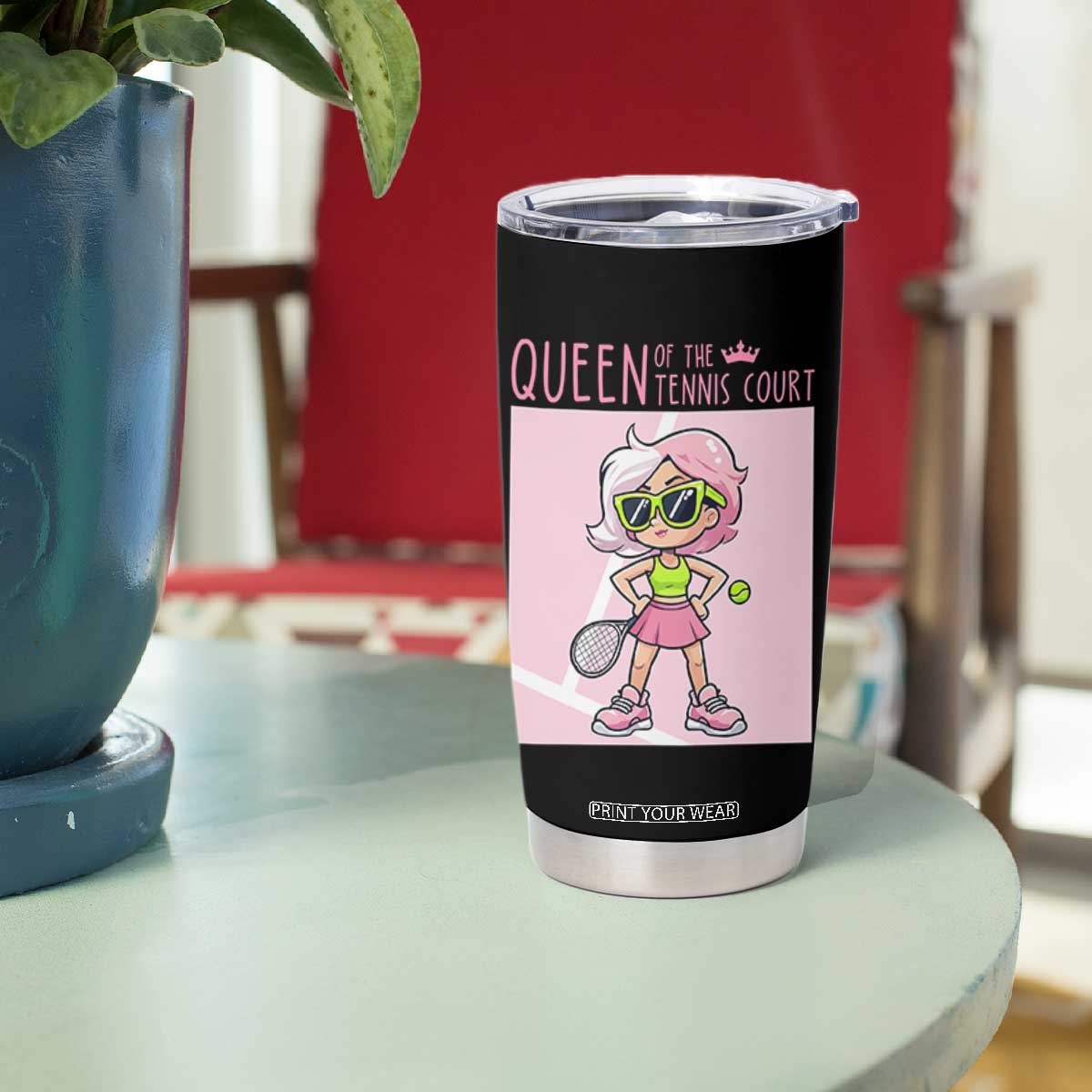 Queen Of The Court Tumbler Cup Funny Tennis Player Gift For Women TS12 Print Your Wear