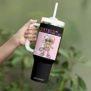 Queen Of The Court Tumbler With Handle Funny Tennis Player Gift For Women TS12 Print Your Wear