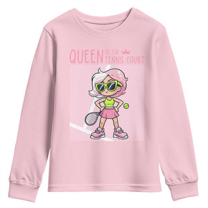 Queen Of The Court Youth Sweatshirt Funny Tennis Player Gift For Women TS12 Light Pink Print Your Wear