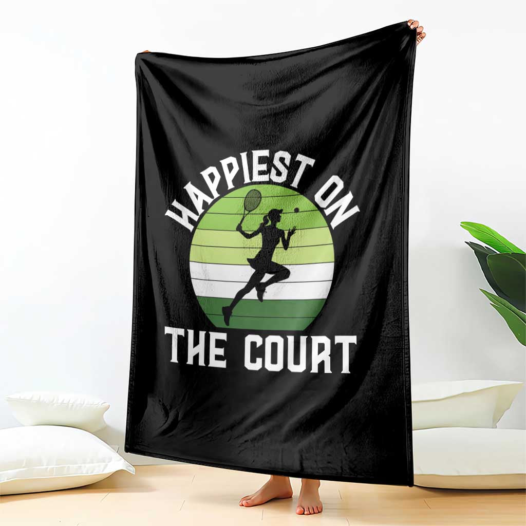 Happiest On The Court Throw Blanket Vintage Retro Tennis Girl Gift TS12 Print Your Wear