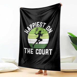 Happiest On The Court Throw Blanket Vintage Retro Tennis Girl Gift TS12 Print Your Wear