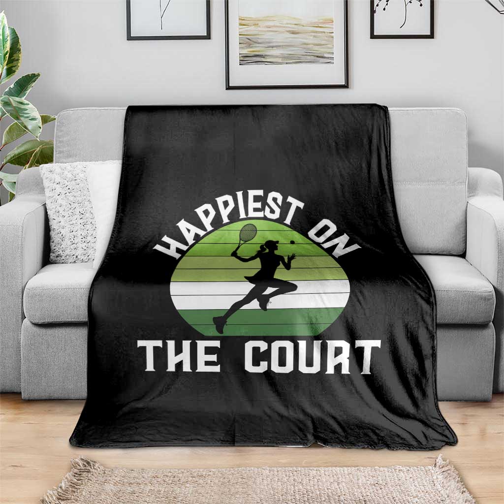 Happiest On The Court Throw Blanket Vintage Retro Tennis Girl Gift TS12 Print Your Wear