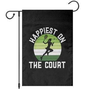 Happiest On The Court Garden Flag Vintage Retro Tennis Girl Gift TS12 Black Print Your Wear