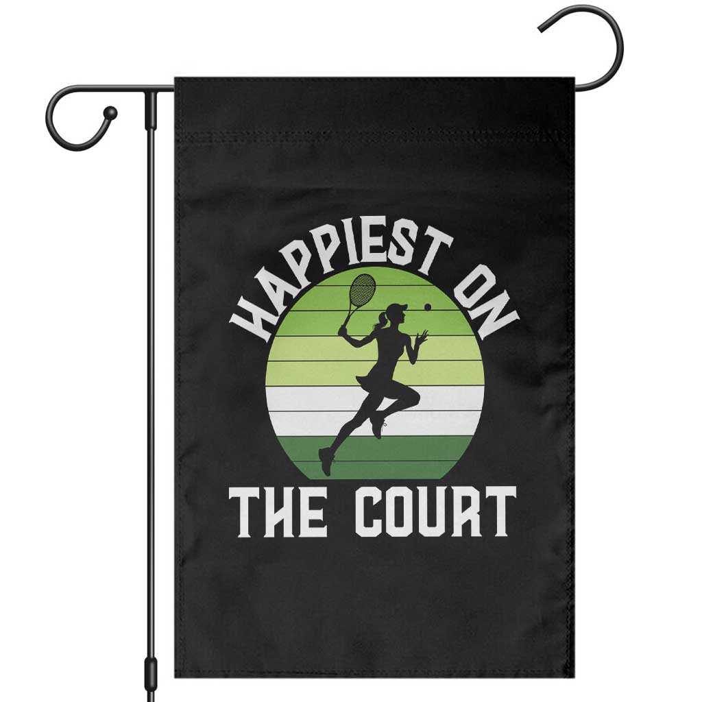 Happiest On The Court Garden Flag Vintage Retro Tennis Girl Gift TS12 Black Print Your Wear