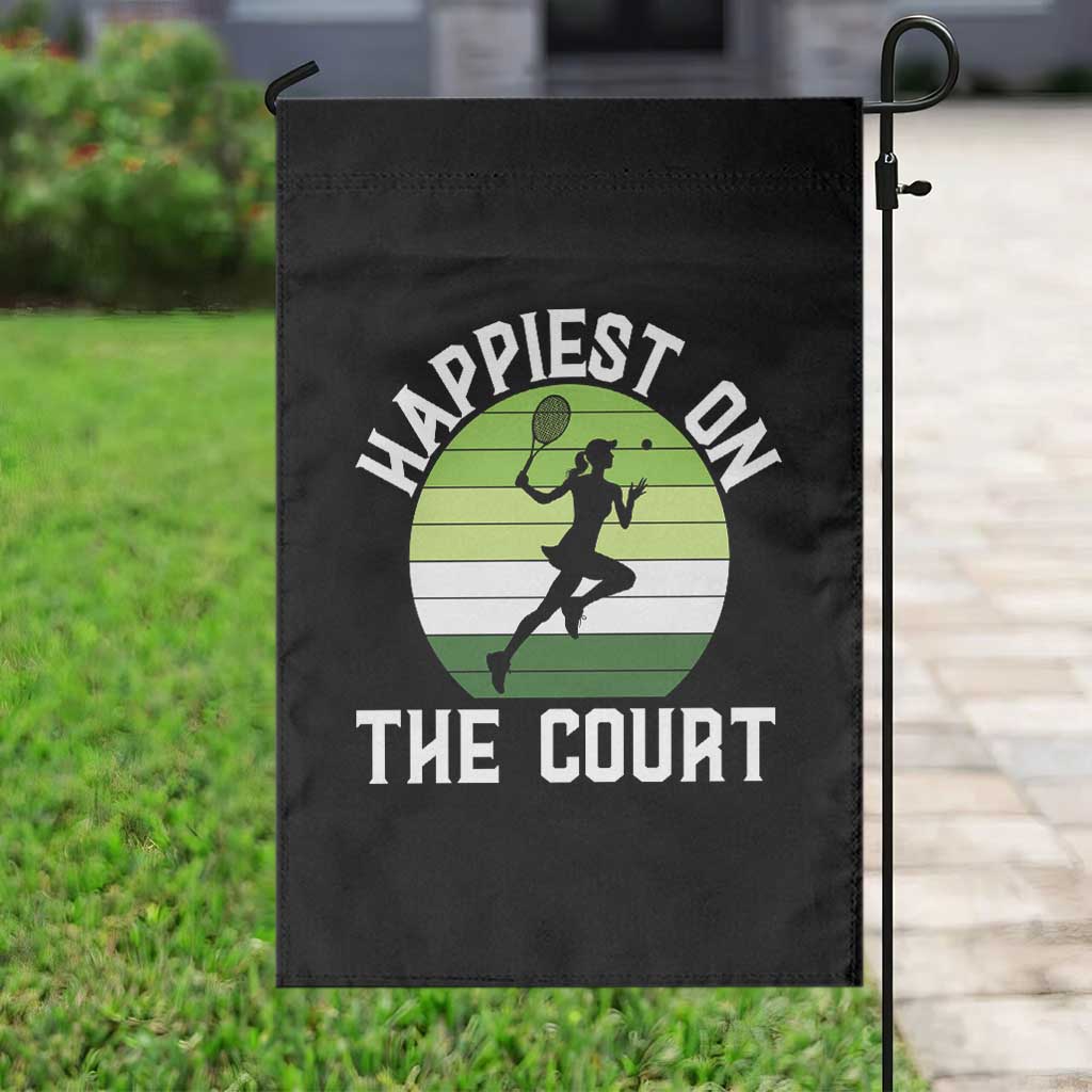 Happiest On The Court Garden Flag Vintage Retro Tennis Girl Gift TS12 Print Your Wear