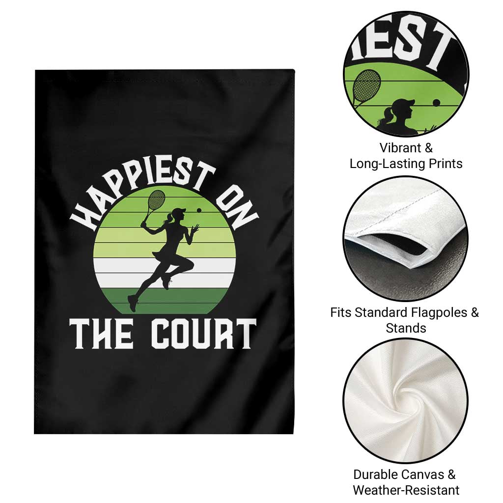 Happiest On The Court Garden Flag Vintage Retro Tennis Girl Gift TS12 Print Your Wear