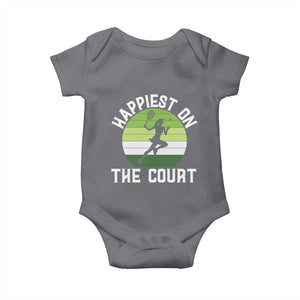Happiest On The Court Baby Onesie Vintage Retro Tennis Girl Gift TS12 Charcoal Print Your Wear