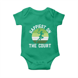 Happiest On The Court Baby Onesie Vintage Retro Tennis Girl Gift TS12 Irish Green Print Your Wear