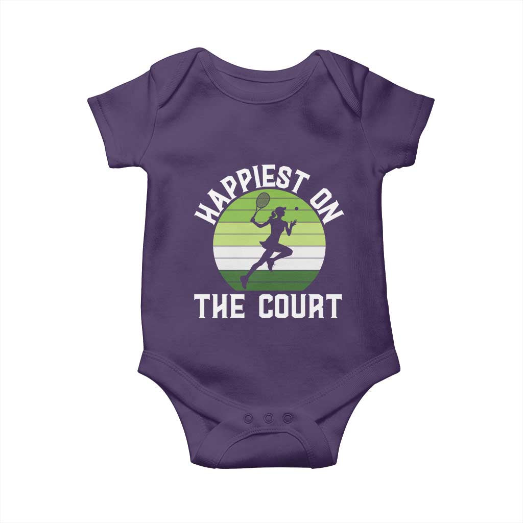 Happiest On The Court Baby Onesie Vintage Retro Tennis Girl Gift TS12 Purple Print Your Wear