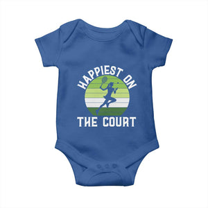 Happiest On The Court Baby Onesie Vintage Retro Tennis Girl Gift TS12 Royal Blue Print Your Wear