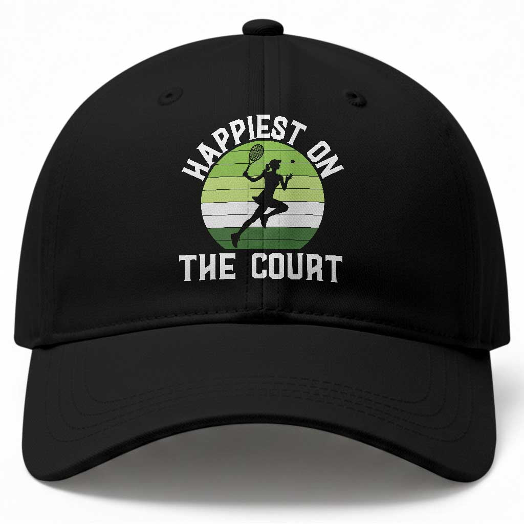 Happiest On The Court Baseball Cap Vintage Retro Tennis Girl Gift TS12 Print Your Wear