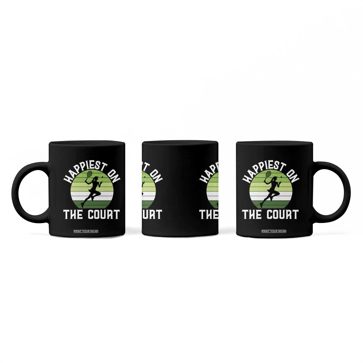 Happiest On The Court Coffee Mug Vintage Retro Tennis Girl Gift TS12 Print Your Wear
