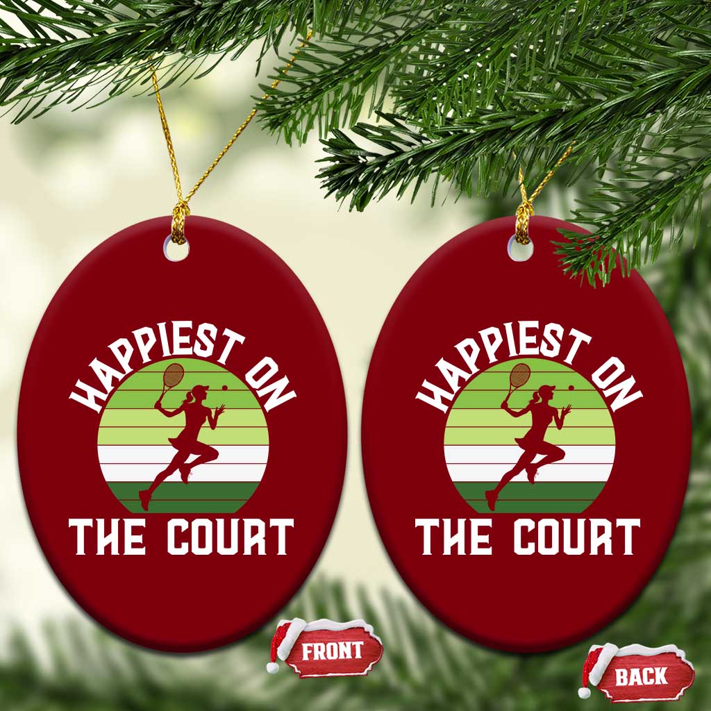 Happiest On The Court Ceramic Ornament Vintage Retro Tennis Girl Gift TS12 Print Your Wear