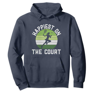 Happiest On The Court Hoodie Vintage Retro Tennis Girl Gift TS12 Navy Print Your Wear