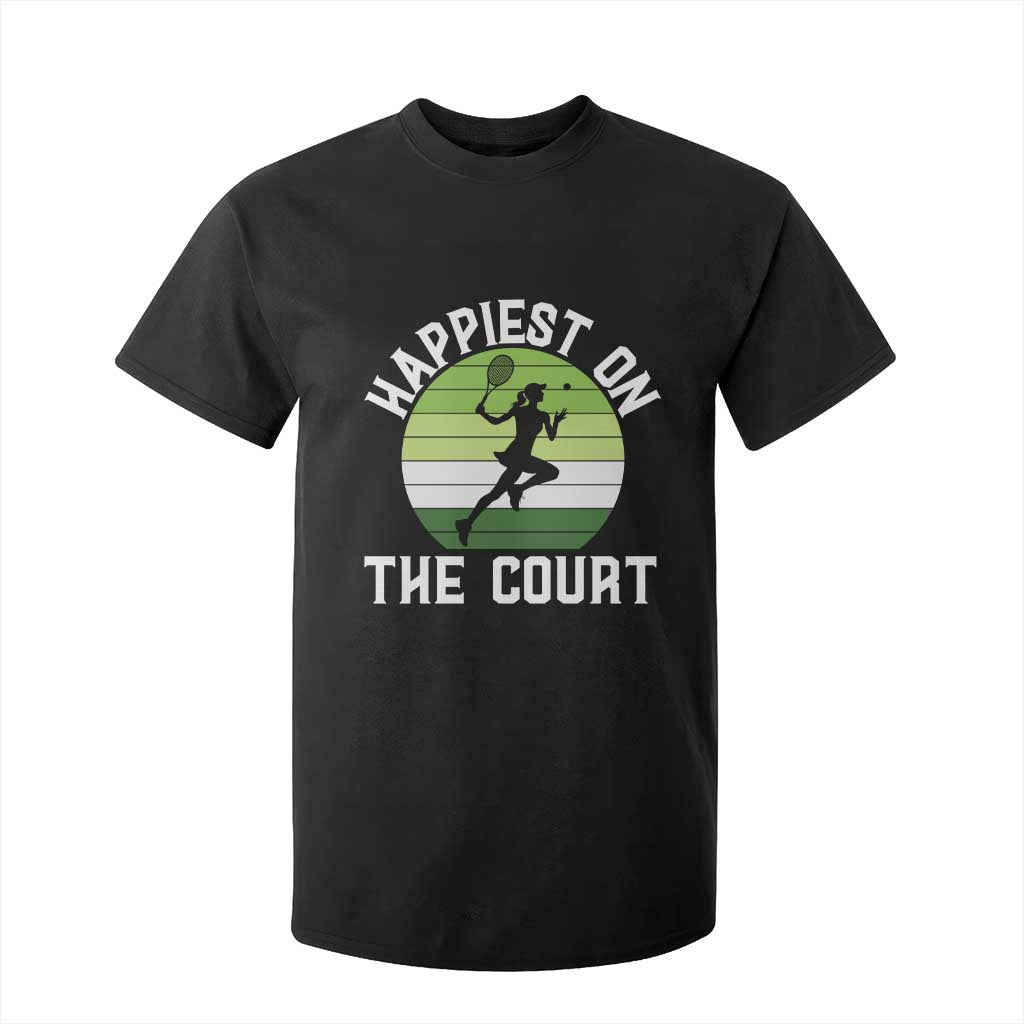 Happiest On The Court T Shirt For Kid Vintage Retro Tennis Girl Gift TS12 Black Print Your Wear