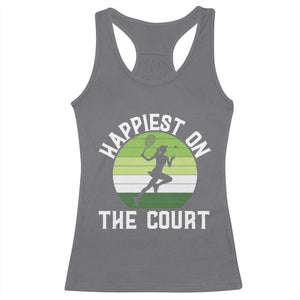 Happiest On The Court Racerback Tank Top Vintage Retro Tennis Girl Gift TS12 Charcoal Print Your Wear