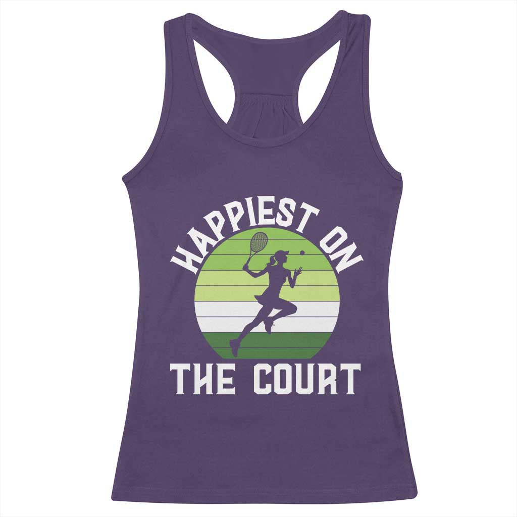 Happiest On The Court Racerback Tank Top Vintage Retro Tennis Girl Gift TS12 Purple Print Your Wear