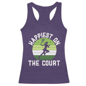 Happiest On The Court Racerback Tank Top Vintage Retro Tennis Girl Gift TS12 Purple Print Your Wear