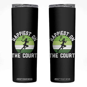 Happiest On The Court Skinny Tumbler Vintage Retro Tennis Girl Gift TS12 Black Print Your Wear